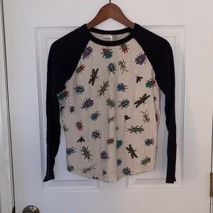 Hanna Andersson Black and Cream Insect Long sleeve Tee